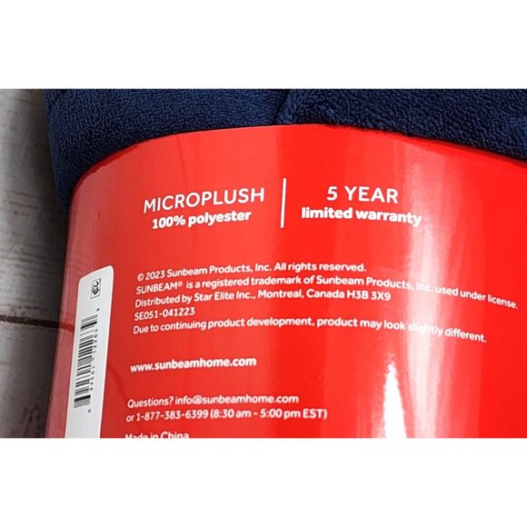 2023 Sunbeam Microplush Heated Throw - Rich & Cozy, Easy Push Button Control - Picture 11 of 12